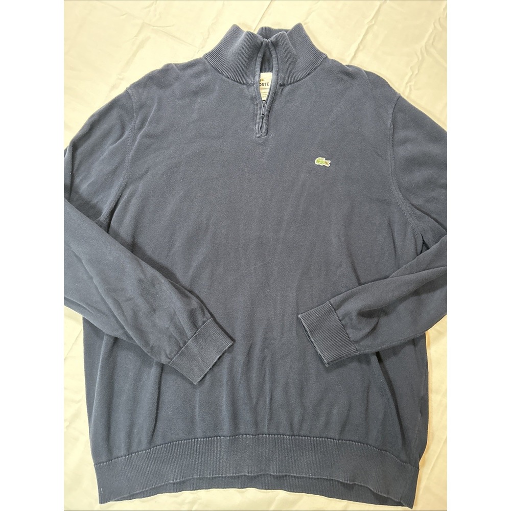 Lacoste Pullover 1/4 Zip Sweater Men's Size 8 Navy Long Sleeve